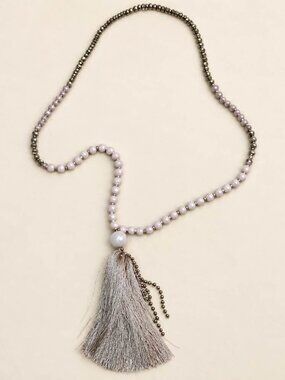 Signed Serefina San Francisco Long Faceted Bead Tassel Necklace